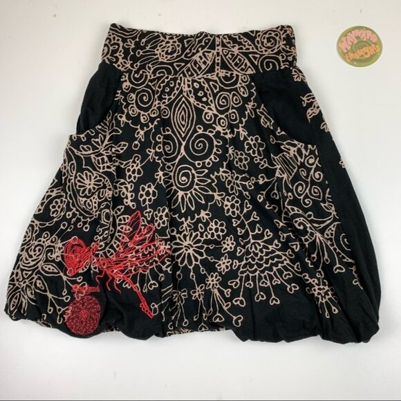 DESIGUAL Women's Black Balloon Midi Skirt - Picture 2 of 8